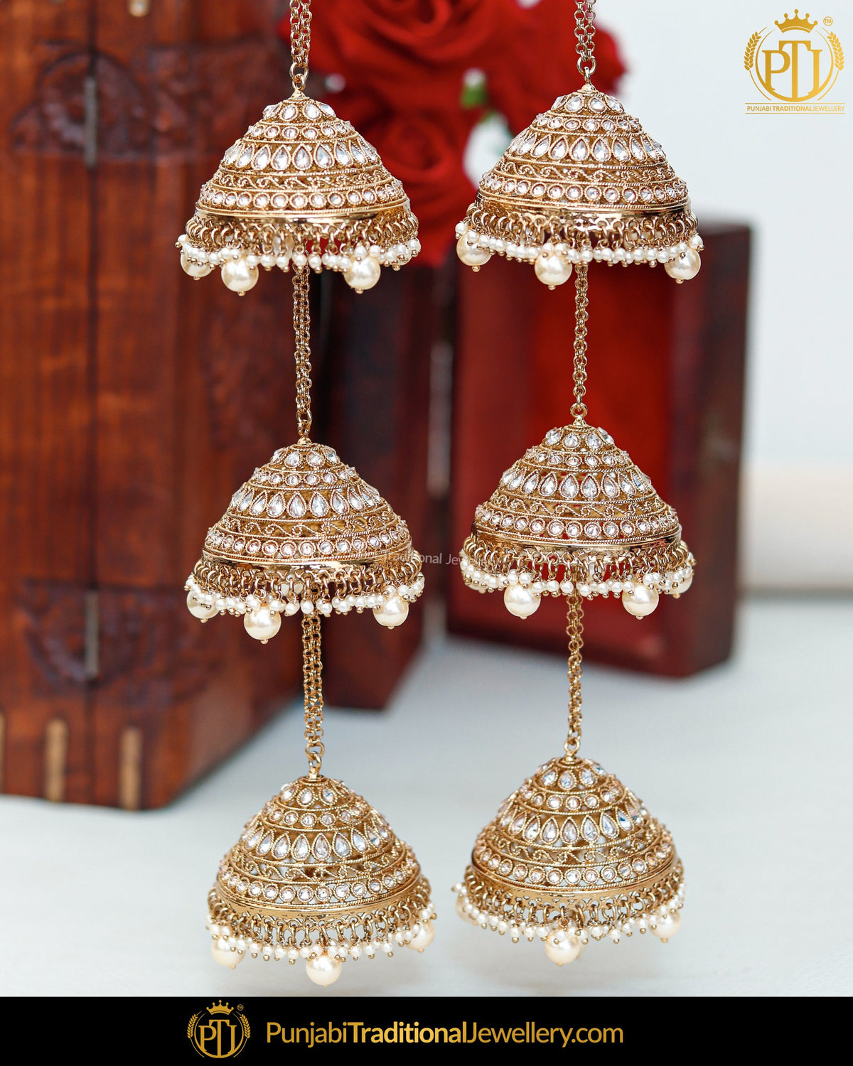 Gold Finished Champagne Stone Bridal Kalira