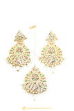 Gold Finished Earrings & Tikka Set by PTJ