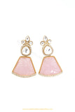 Gold Finished Pink Fusion Kundan Earrings by PTJ