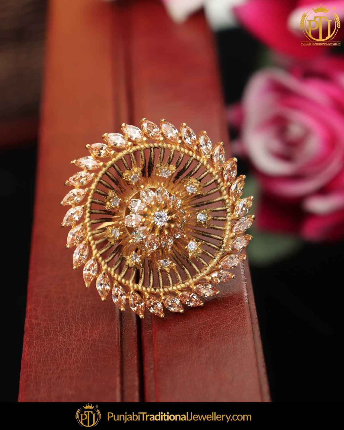 Gold Finished Lct Stone Ring | Punjabi Traditional Jewellery Exclusive