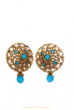 Antique Gold Finished Firoza Polki Studs By PTJ