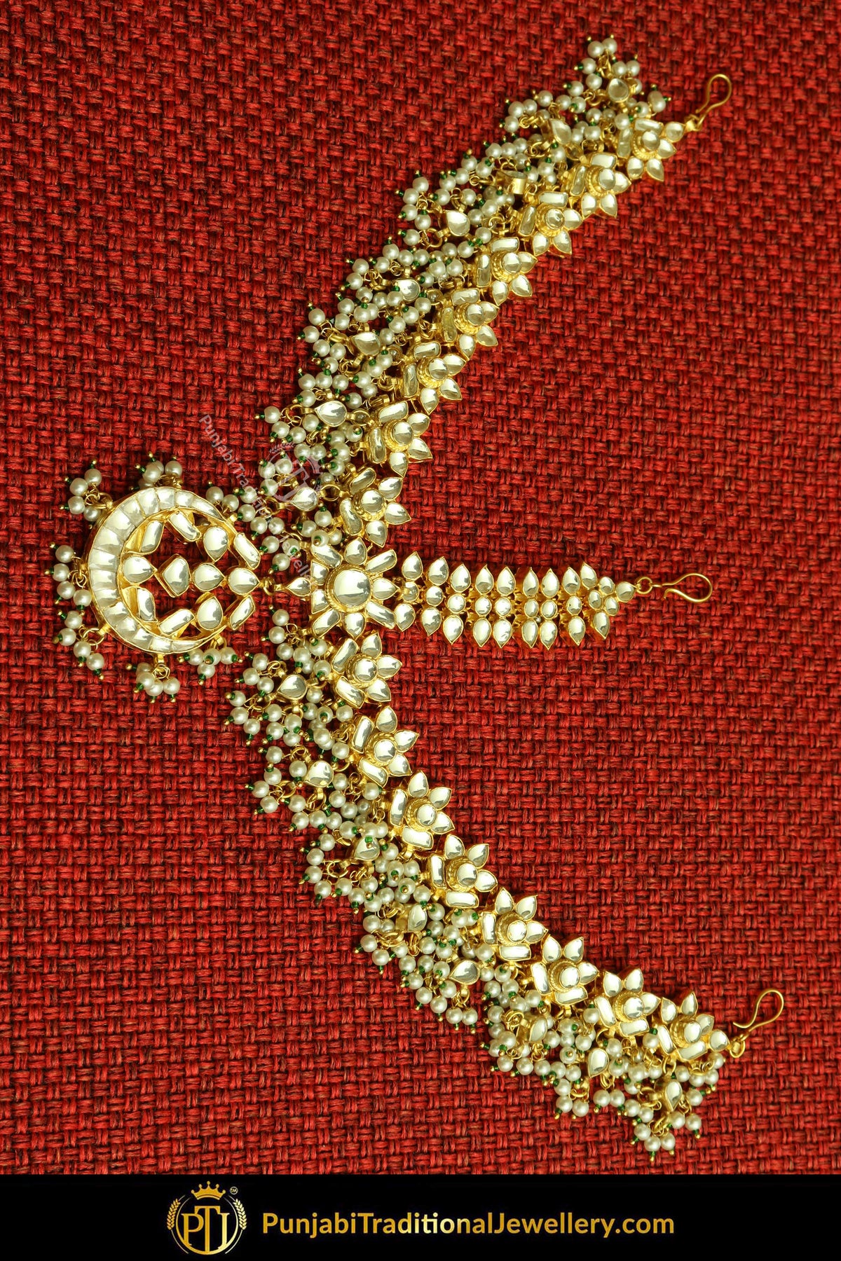 Gold Finished Kundan Pearl Matha Patti | Punjabi Traditional Jewellery Exclusive
