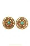 Antique Gold Finished Firoza Polki Studs By PTJ