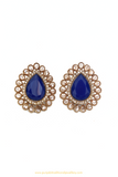 Antique Gold Finished Blue Polki Studs By PTJ