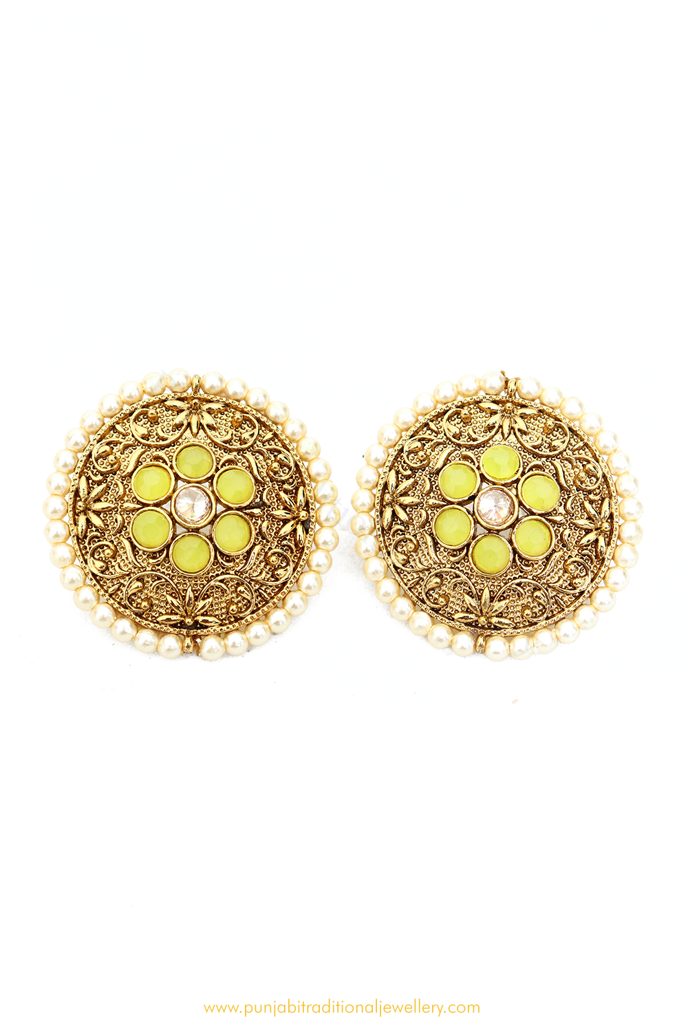 Antique Gold Finished Lemon Studs By PTJ