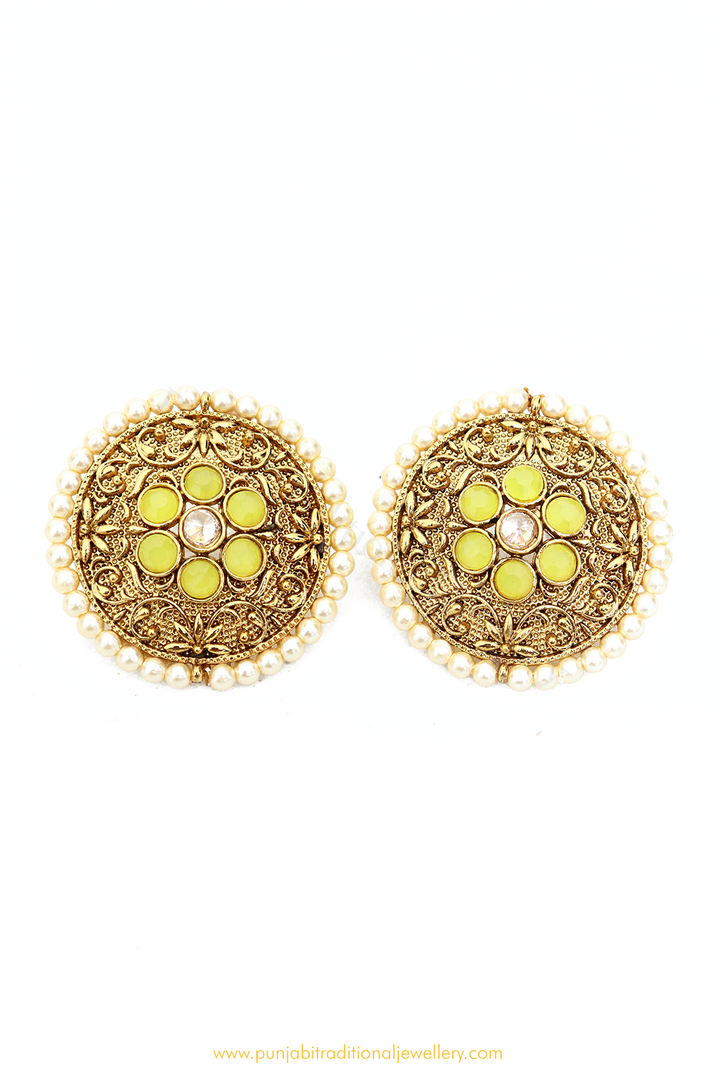 Antique Gold Finished Lemon Studs By PTJ