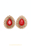 Antique Gold Finished Orange Polki Studs By PTJ