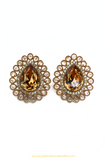 Antique Gold Finished Brown Polki Studs By PTJ