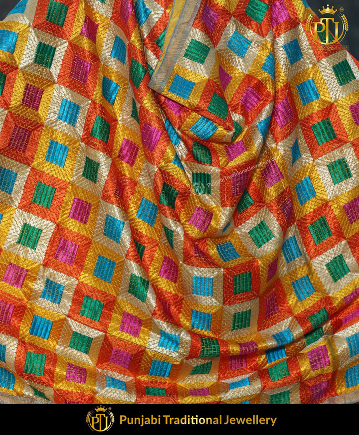 Satrangi Pure Phulkari Dupatta | Punjabi Traditional Jewellery Exclusive