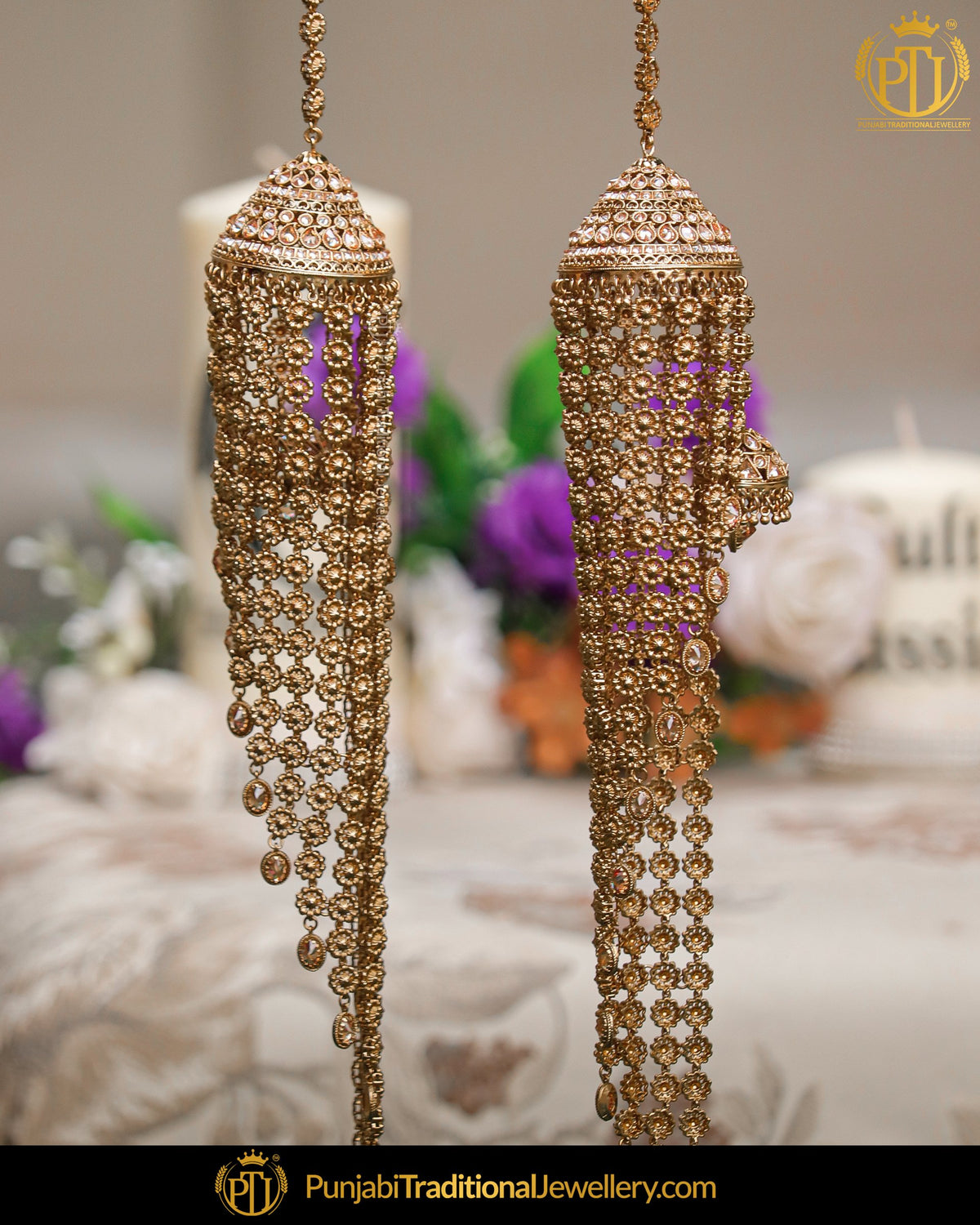Gold Finished Champagne Stone Bridal Kalira