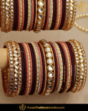 Maroon Peach Kundan (For Both Hands) Bangles Set | Punjabi Traditional Jewellery Exclusive