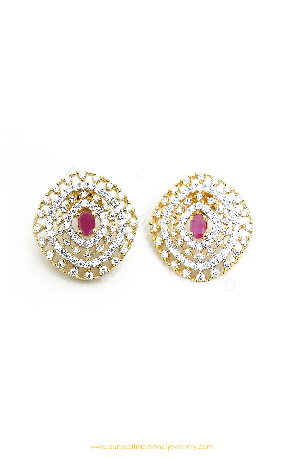 Gold Finished Rubby AD Studs By PTJ