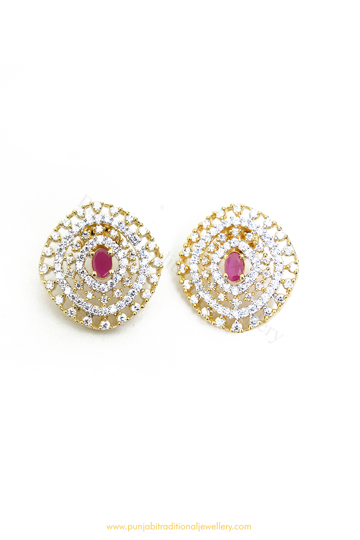 Gold Finished Rubby AD Studs By PTJ