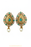 Antique Gold Finished Green Polki Studs By PTJ
