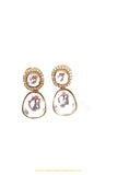 Gold Finished Kundan Earrings by PTJ