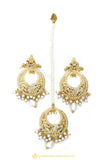 Gold Finished Earrings & Tikka Set by PTJ