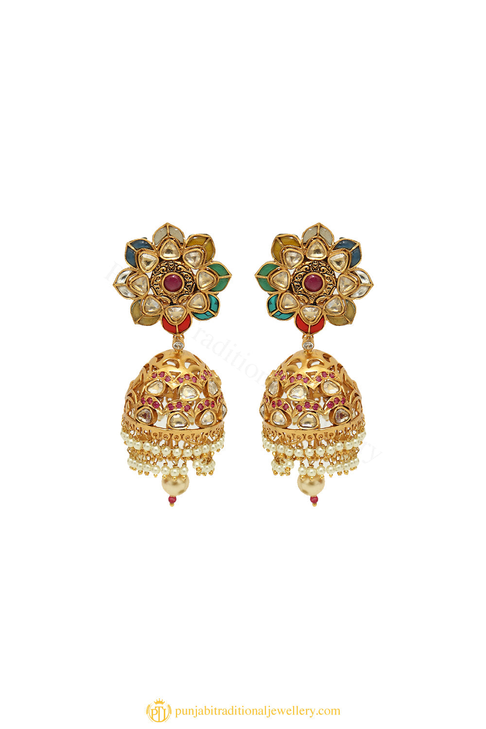 Gold Finished Earrings by PTJ