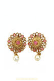 Antique Gold Finished Gajri Polki Studs By PTJ