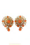 Antique Gold Finished Orange Polki Studs By PTJ