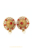 Antique Gold Finished Red Polki Studs By PTJ