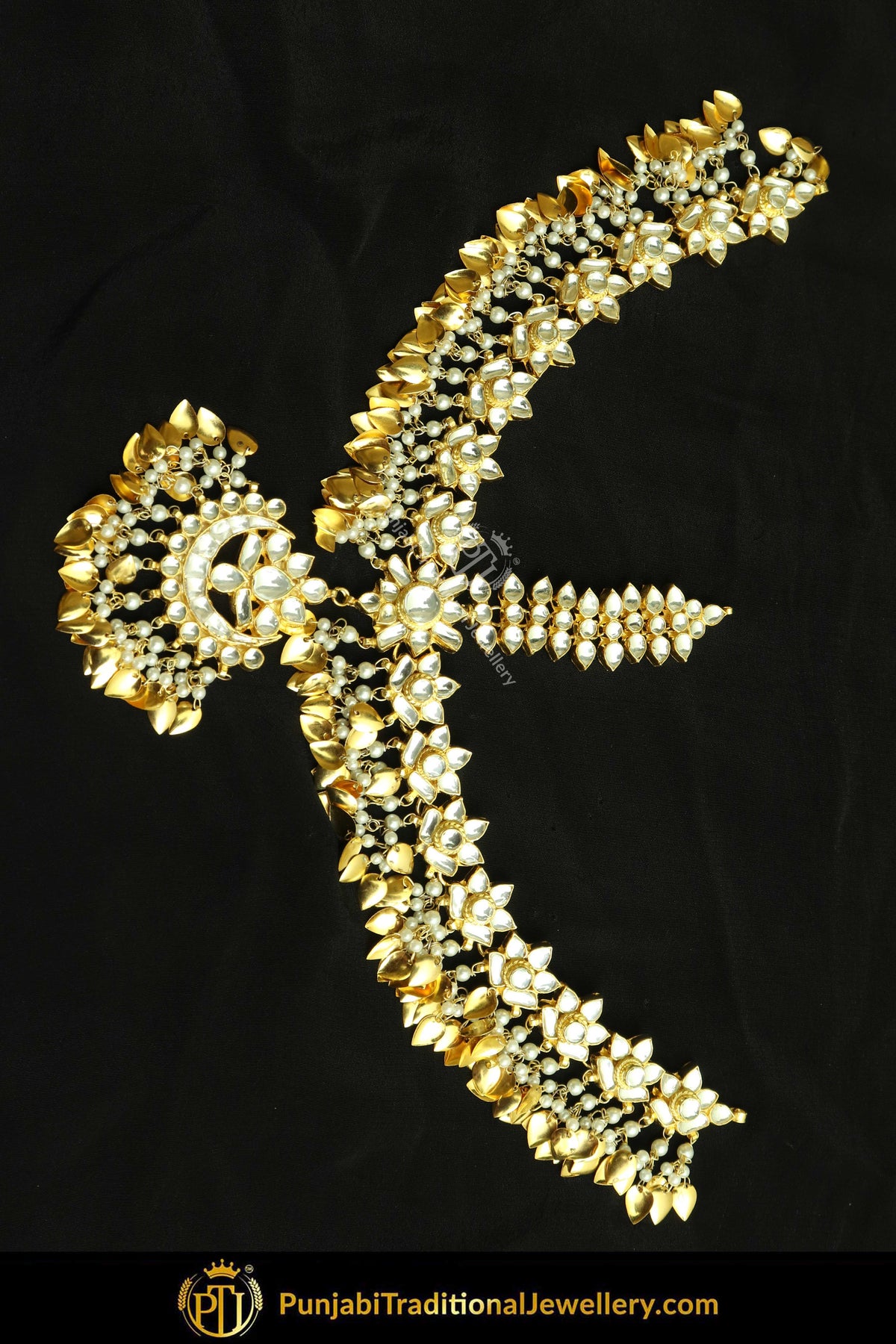 Gold Finished Kundan Pearl Pippal Patti Matha Patti | Punjabi Traditional Jewellery Exclusive