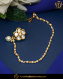 Gold Finished Kundan Without hole Nose Pin with Chain | Punjabi Traditional Jewellery Exclusive