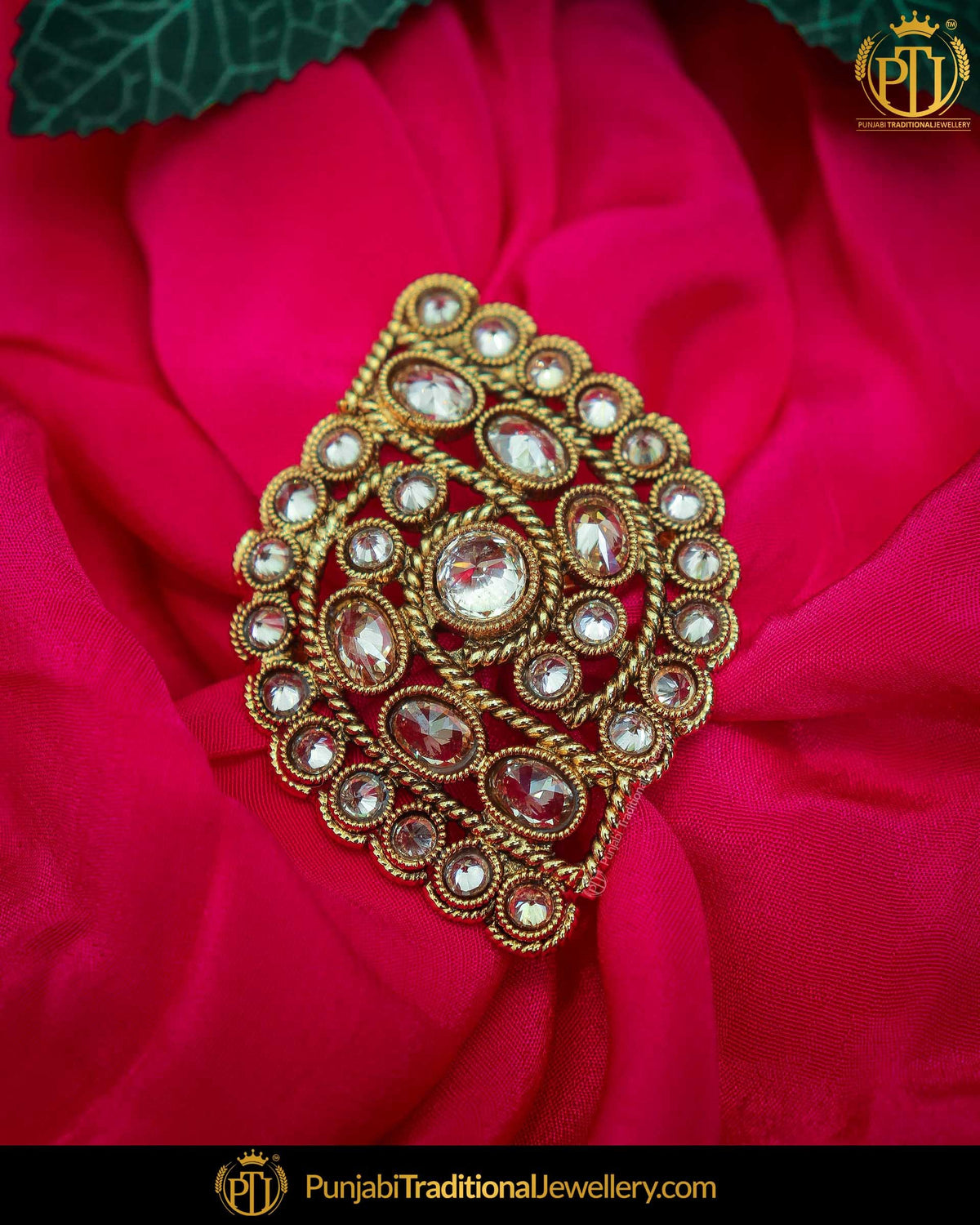 Gold Finished Champagne Stone Ring | Punjabi Traditional Jewellery Exclusive