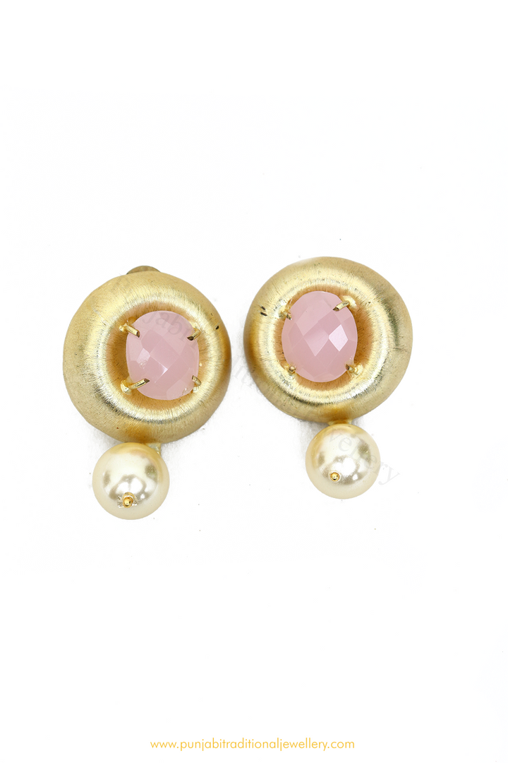 Gold Finished Pink Studs By PTJ