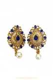 Antique Gold Finished Blue Polki Studs By PTJ