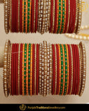 Red Green & Yellow Pearl (For Both Hands) Bangles Set | Punjabi Traditional Jewellery Exclusive