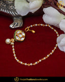 Gold Finished Kundan Without hole Nose Pin with Chain | Punjabi Traditional Jewellery Exclusive