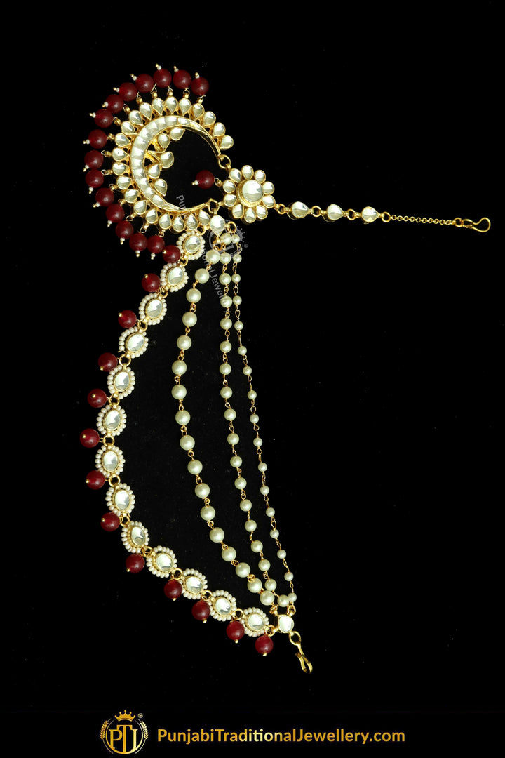 Gold Finished Kundan Rubby Pearl Matha Patti | Punjabi Traditional Jewellery Exclusive