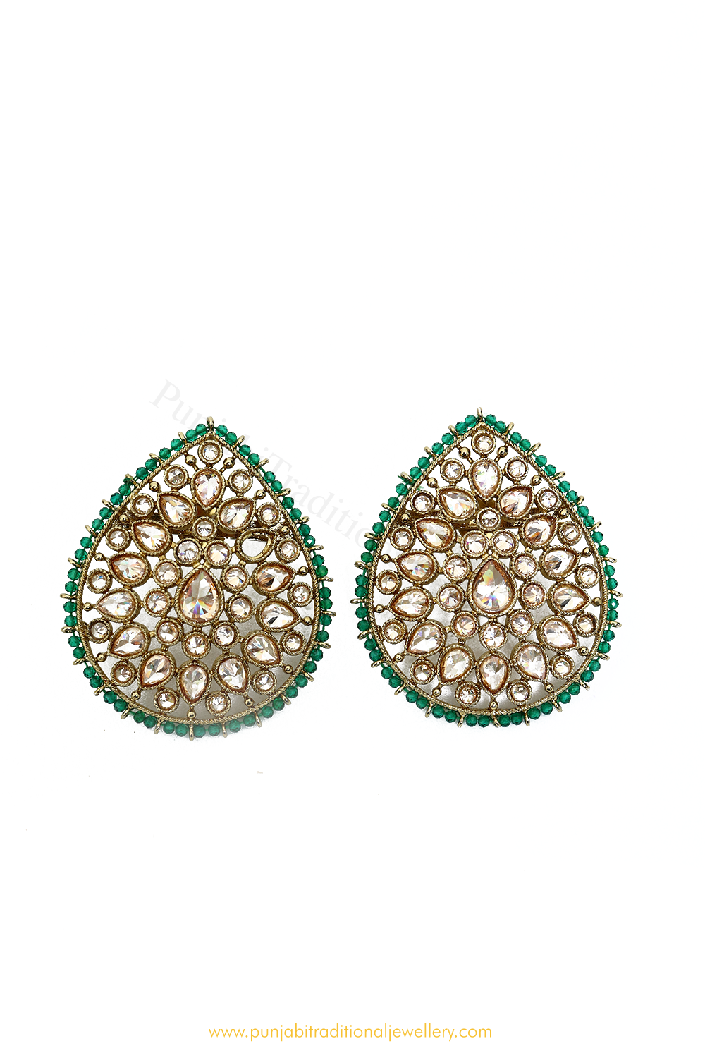 Champagne Stone Emerald Studs By PTJ