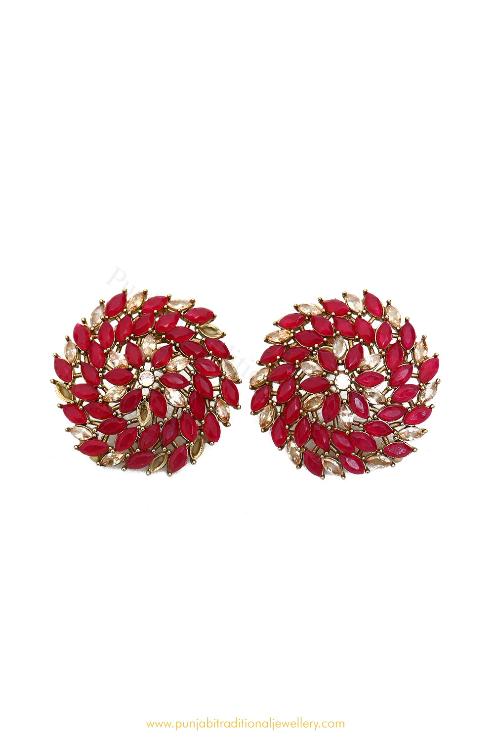 Champagne Stone Red Studs By PTJ