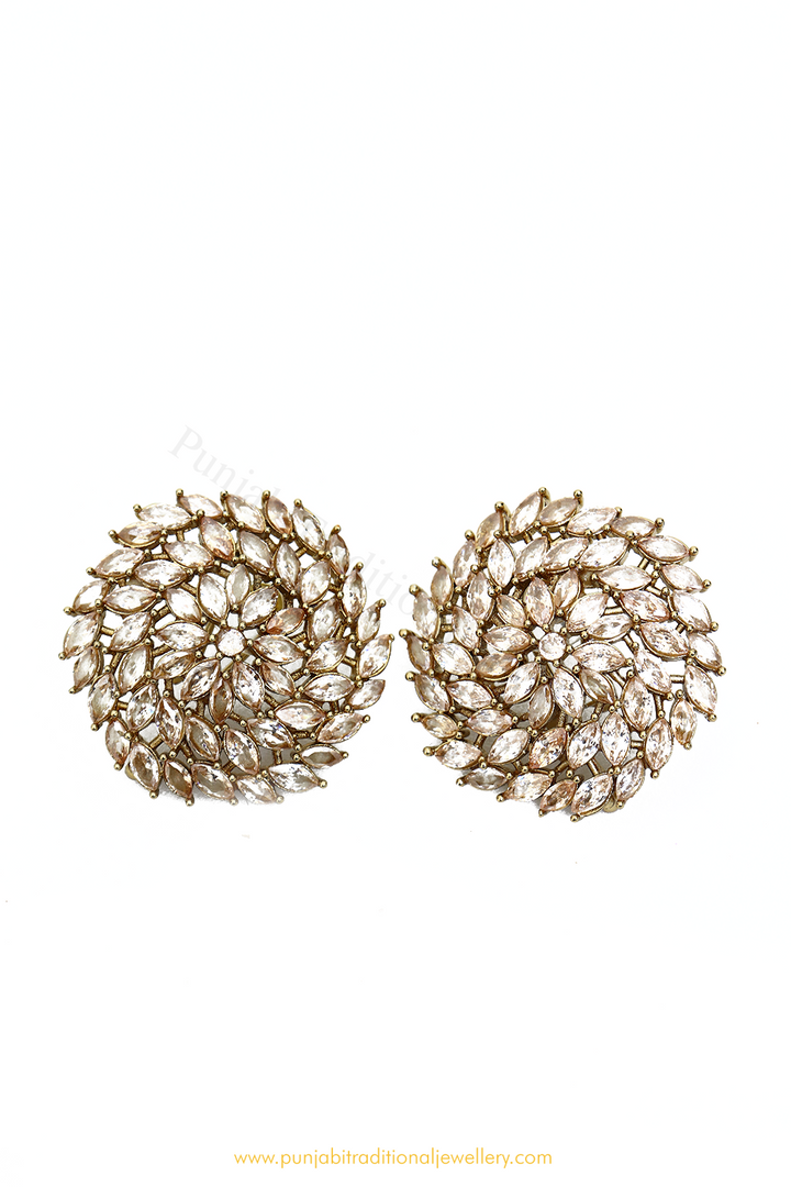 Champagne Stone Pearl Studs By PTJ