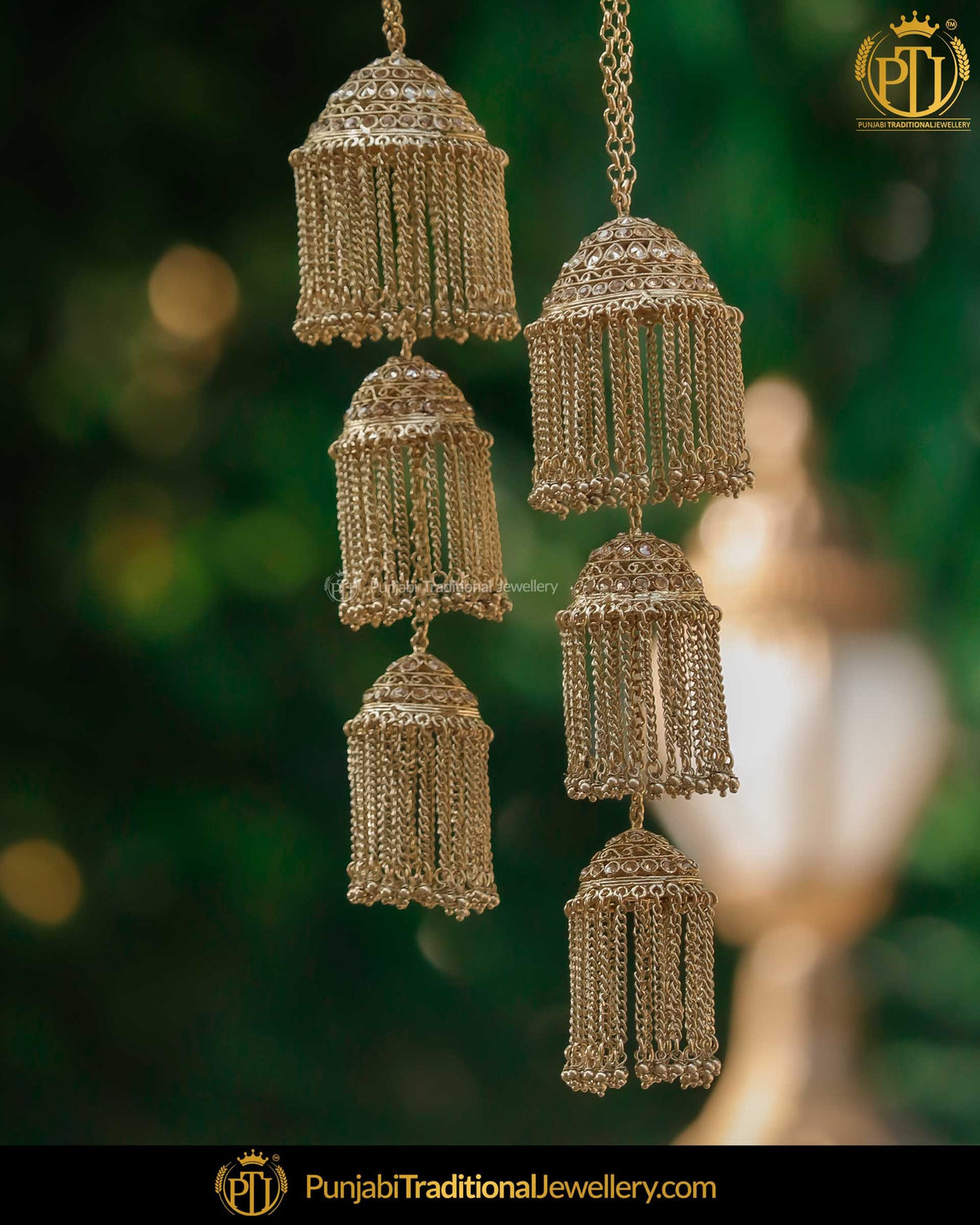 Antiuqe Gold Finished Champagne Stone Bridal Kalire | Punjabi Traditional Jewellery Exclusive
