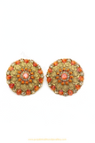 Antique Gold Finished Orange Polki Studs By PTJ