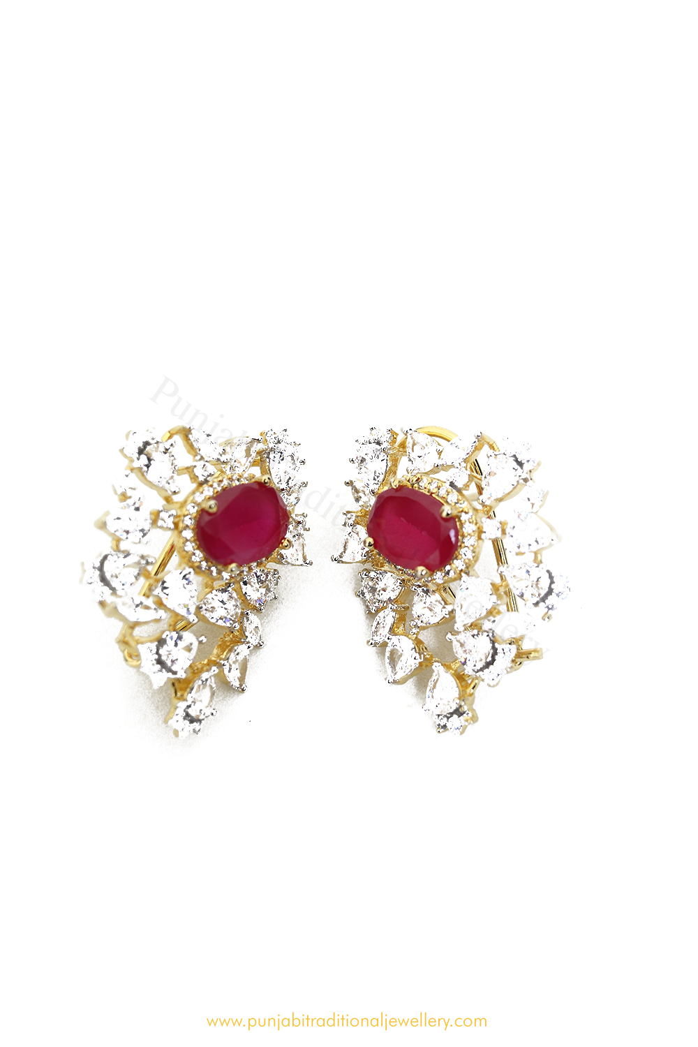 Gold Finished Rubby AD Studs By PTJ