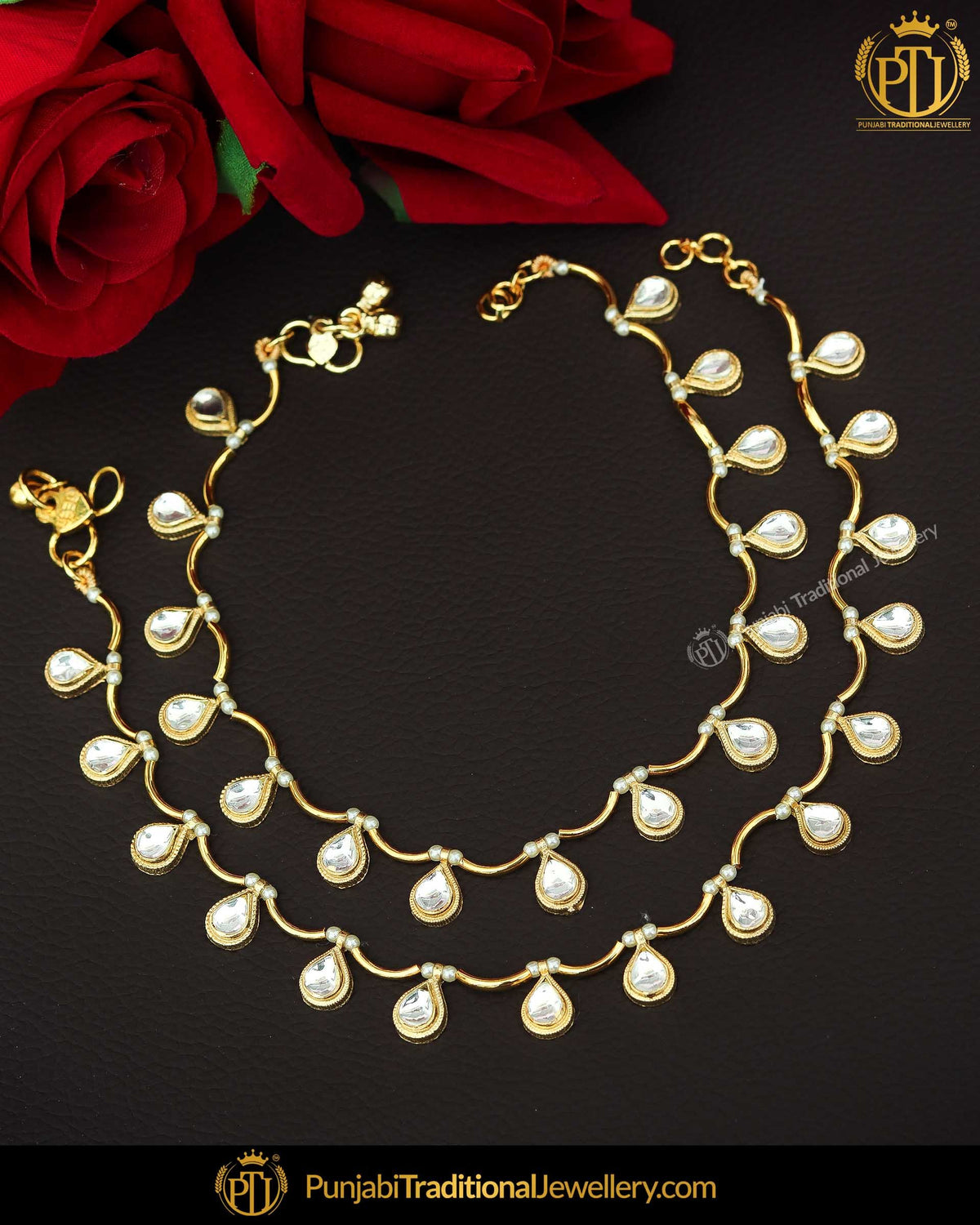 Gold Finished Kundan Payal | Punjabi Traditional Jewellery Exclusive