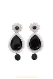 Silver Finished Black AD Earrings by PTJ