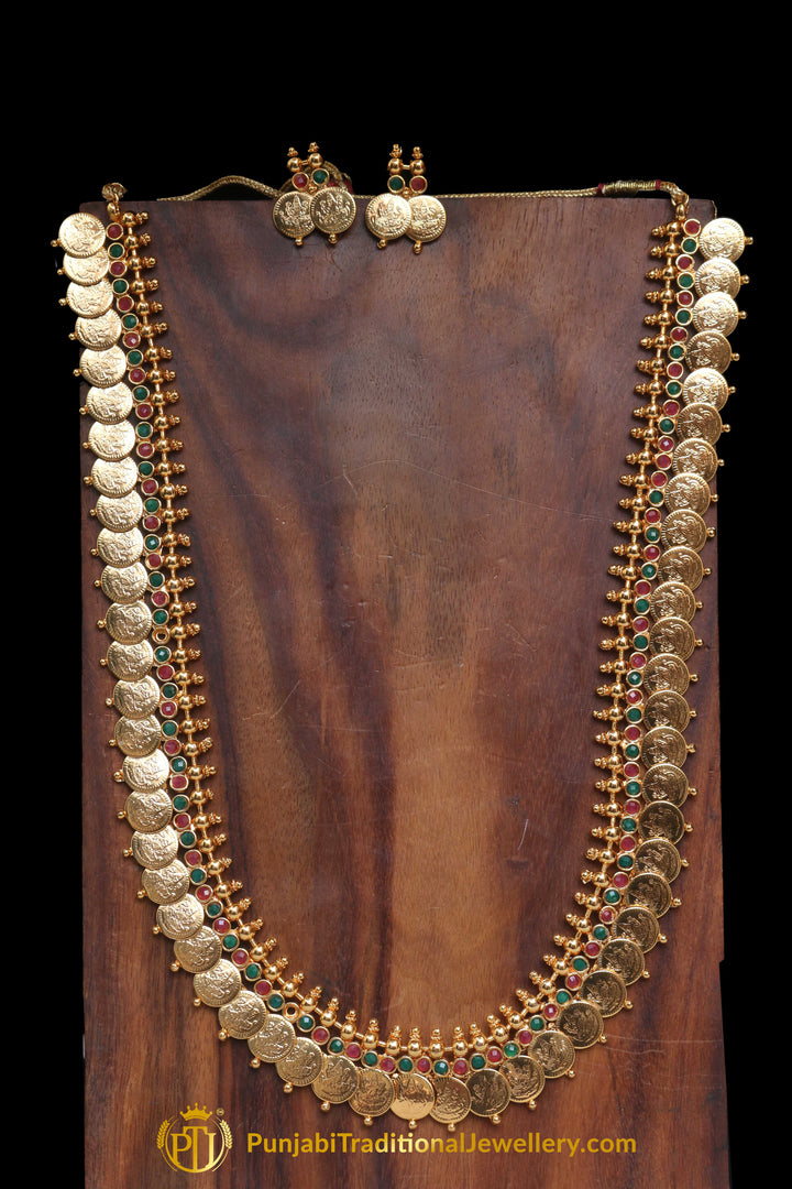 Green & Red Polki Necklace Set By Punjabi Traditional Jewellery