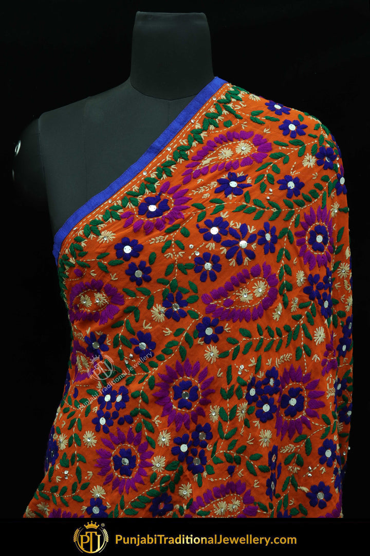 Multi Color Pure Phulkari Dupatta By Punjabi Traditional Jewellery