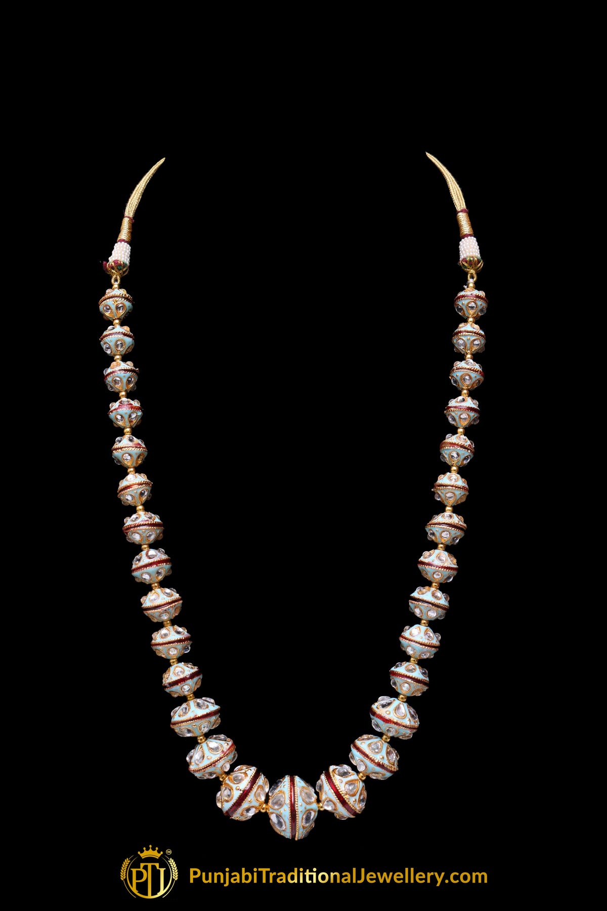 Red Firozi Kundan Meena Necklace Set By Punjabi Traditional Jewellery