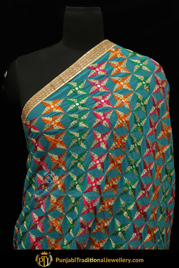 Multi Color Pure Phulkari Dupatta By Punjabi Traditional Jewellery