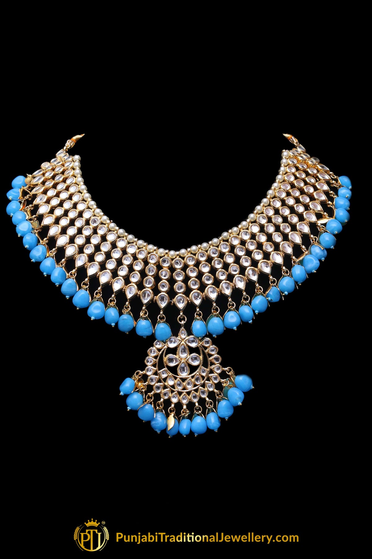 Anokhi Firozi Kundan Necklace Set Punjabi Traditional Jewellery