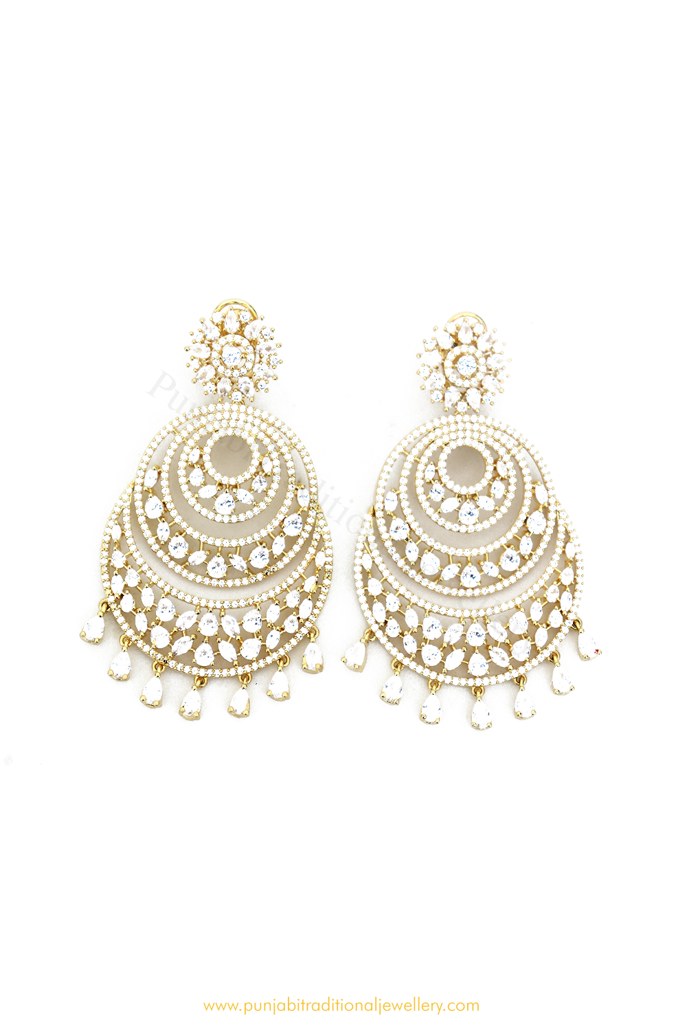 Gold Finished AD Earrings By  PTJ