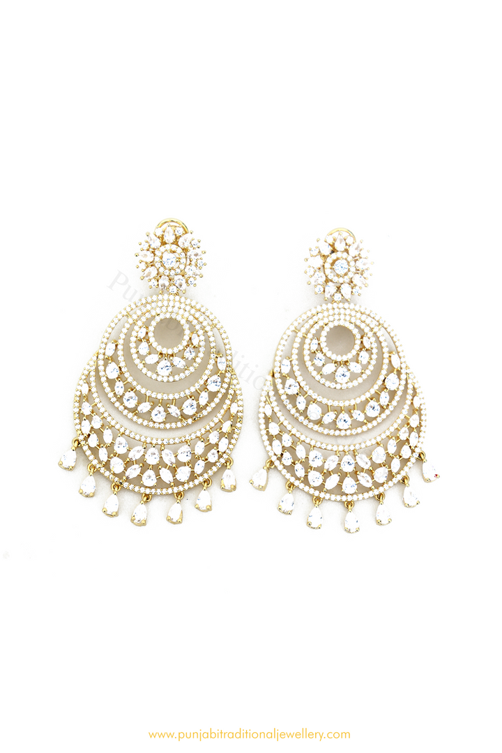 Gold Finished AD Earrings By  PTJ