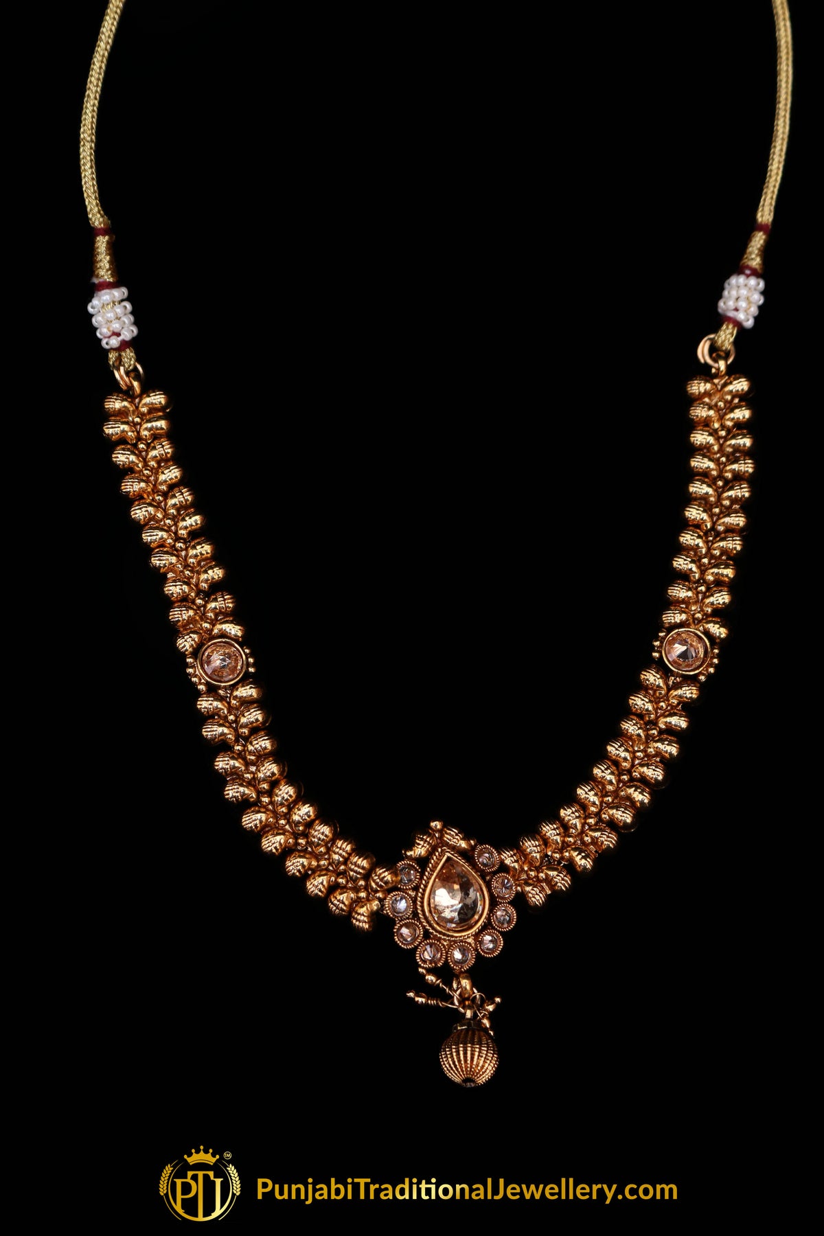 Qurbat Antique Gold Polki Necklace Set By Punjabi Traditional Jewellery