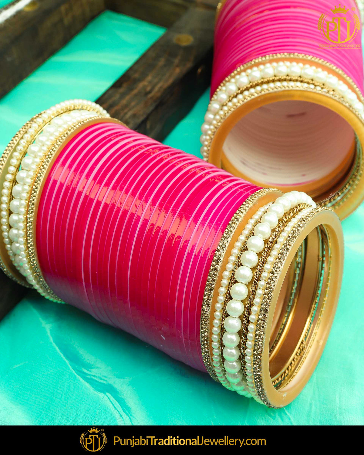 Hot Pink Pearl Bridal Chura | Punjabi Traditional Jewellery Exclusive