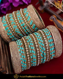 Firozi Pearl thread Bangle Set (Both Hand Pair) | Punjabi Traditional Jewellery Exclusive